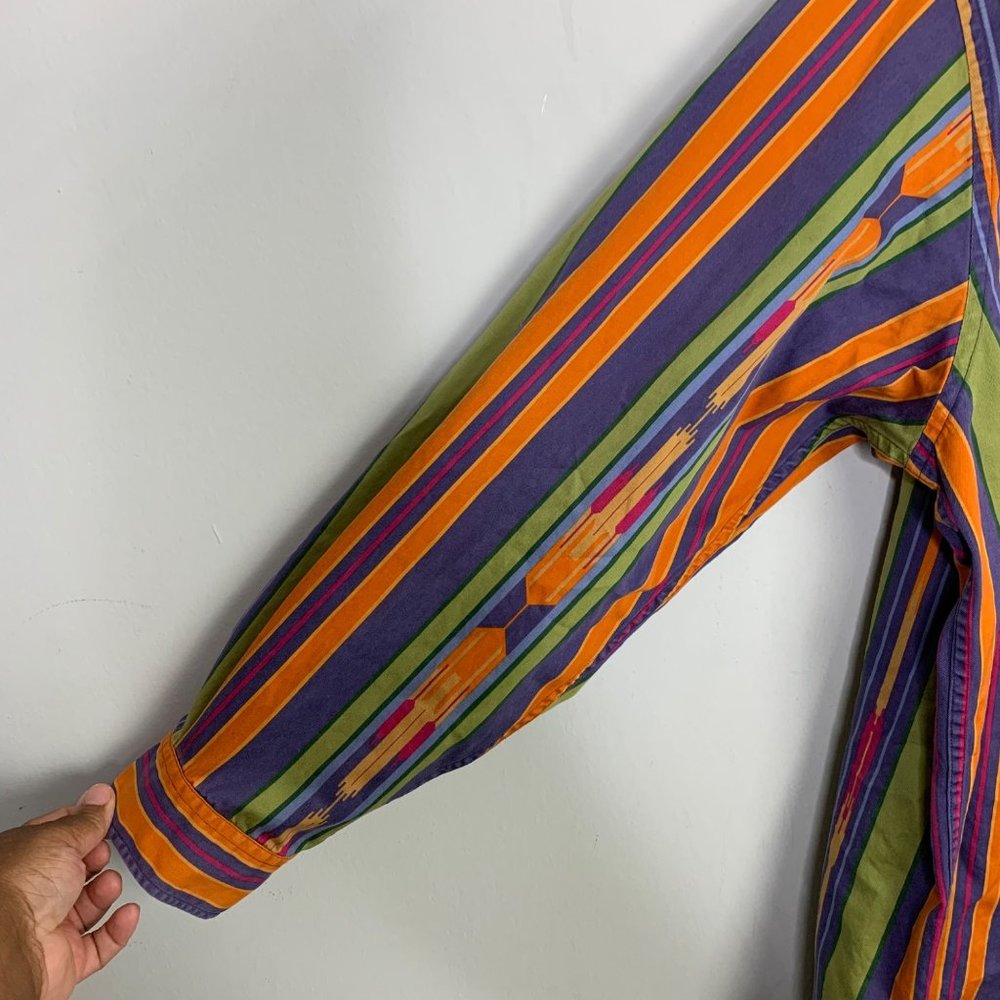 Nautica Vintage Multicolor Button Up Shirt Size XL Stripes Southwestern - Picture 3 of 8